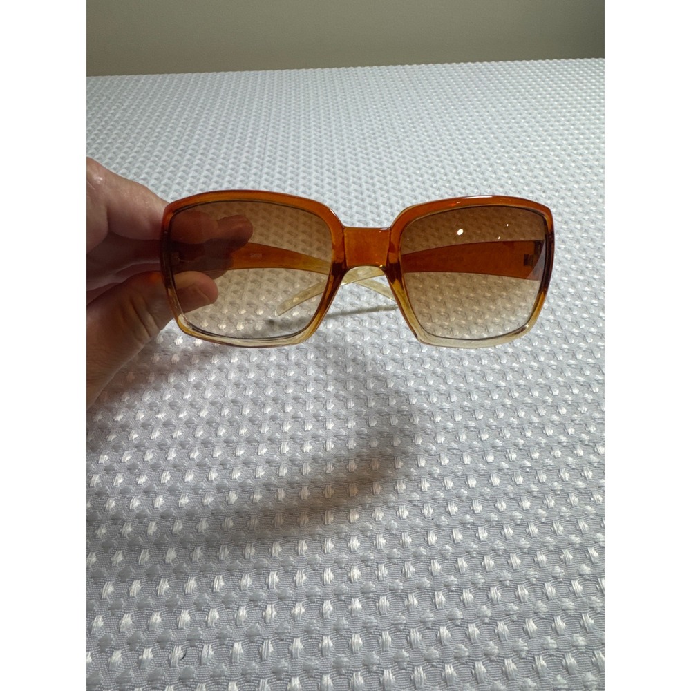 Suede Sunglasses Women OS id#2147-58B Amber 70s Retro Square Gradient Brown